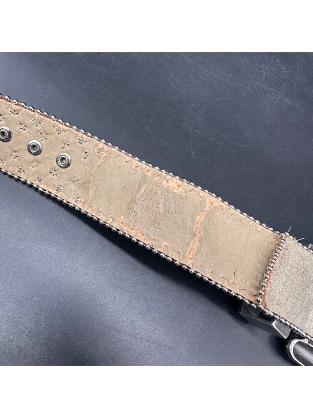 Vintage GUESS Embellished Rhinestone Studded Belt Ornate Buckle Western XL Y2K - Picture 6 of 10